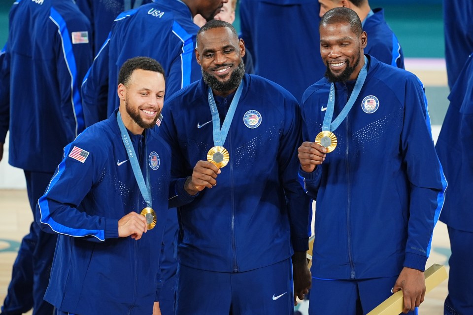 Team USA stars Curry (left) and Durant (right) make the NBA's list but James (center) does not