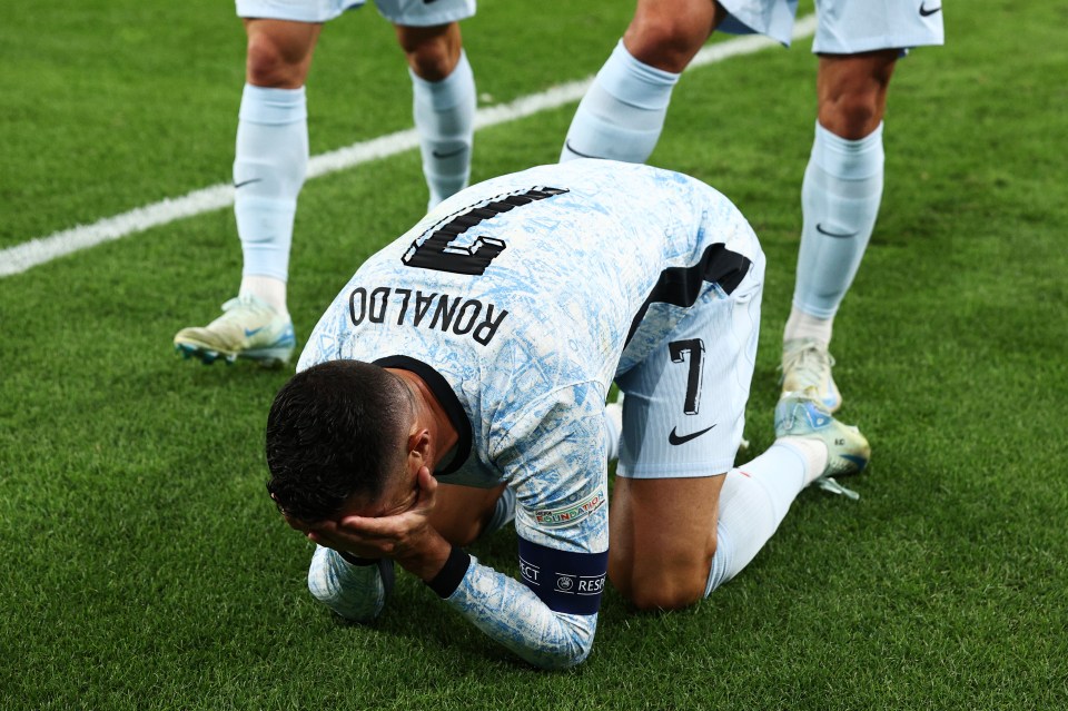 Ronaldo dropped to his knees after hitting the landmark figure against Croatia