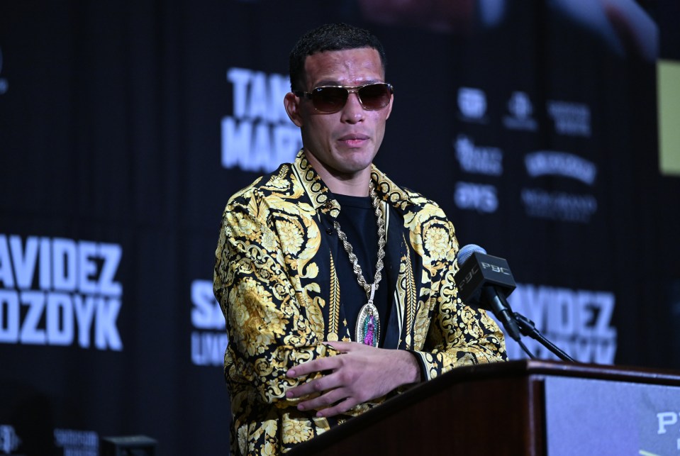 LAS VEGAS, NEVADA - JUNE 15: David Benavidez speaks during a press conference after his match against Oleksandr Gvozdyk for WBC interim world light heavyweight title of the Premiere Boxing Championship on Saturday night at the MGM Grand Garden Arena in Las Vegas, Nevada, United States on June 15, 2024. (Photo by Tayfun Coskun/Anadolu via Getty Images)