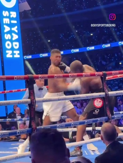 This is the moment Dubois landed his knockout blow on Joshua