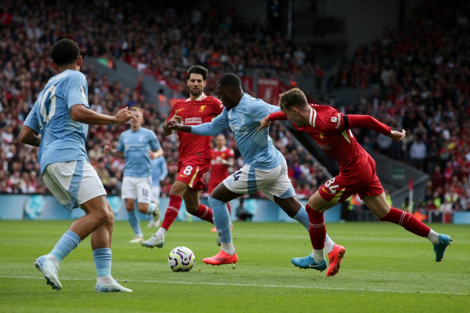Hudson-Odoi breezed past Bradley on his way to scoring Forest's winner