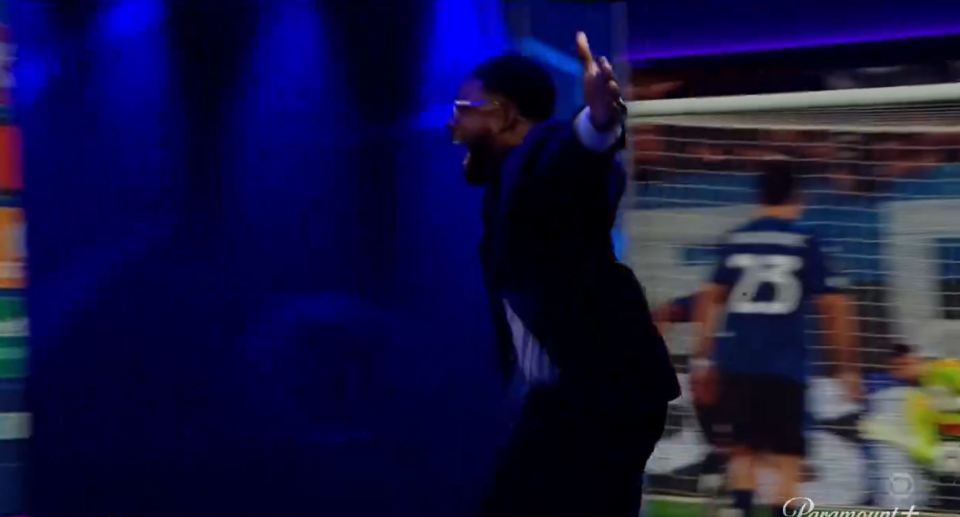Richards sprinted towards the big screen after being left delighted at being named Raya's favourite pundit