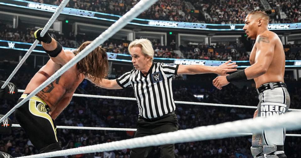 Styles had to abandon his comeback match after suffering the injury