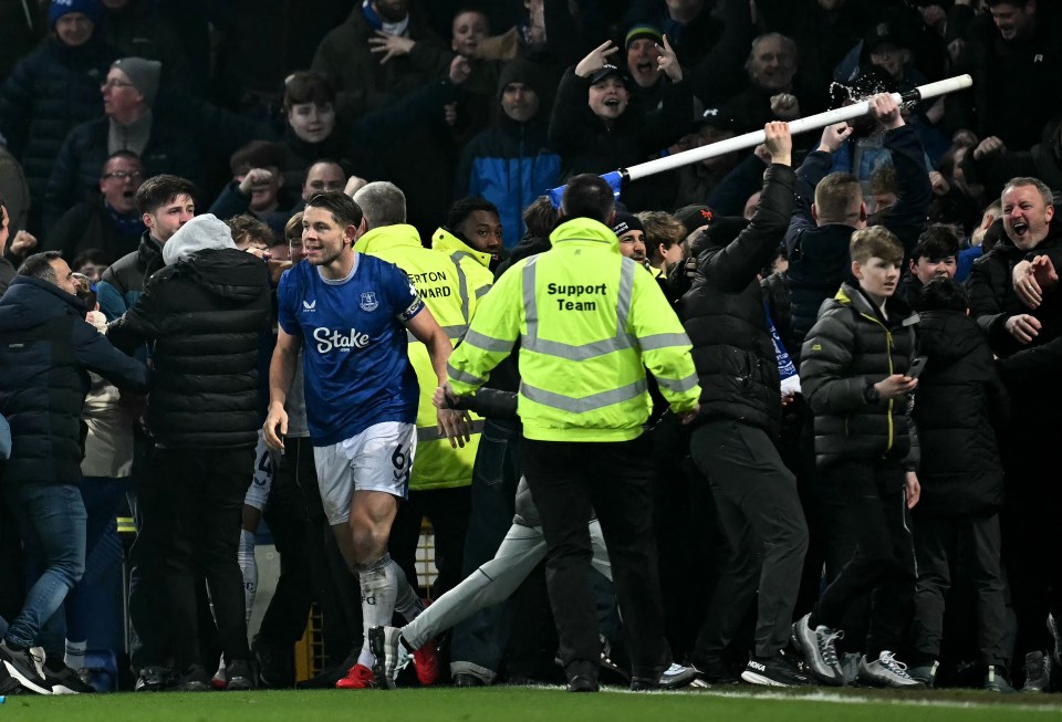 Tarkowski leathered in the equaliser in the eighth minute of stoppage-time