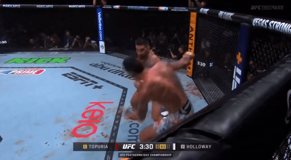 Topuria flattened Holloway with a huge left hook