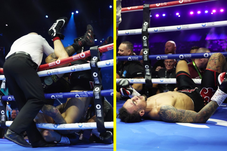Whittaker could not continue after being bundled over the top rope against Cameron