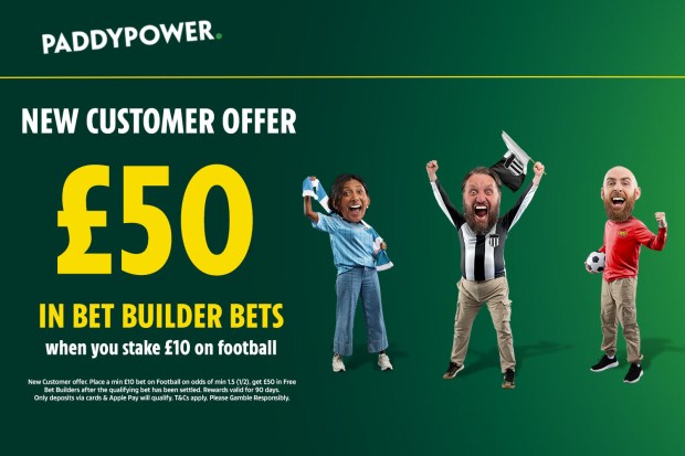 Paddy Power new customer offer: £50 in Bet Builder bets when you stake £10 on football.
