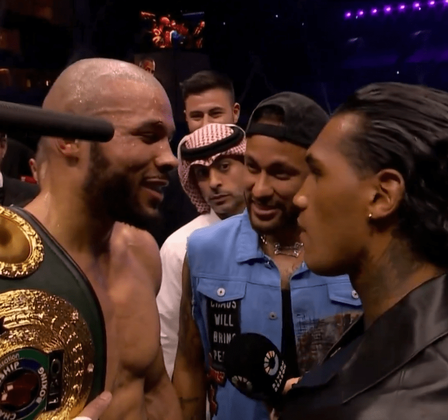 Neymar oversaw a face-off between Benn and Eubank Jr after the fight