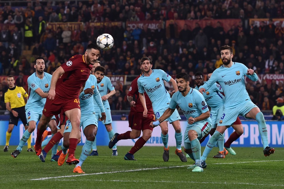 Manolas scored the decisive goal to knock Barcelona out of the Champions League in 2017/18