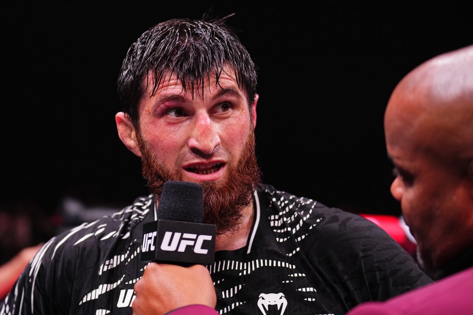Magomed Ankalaev of Russia being interviewed after a UFC victory.
