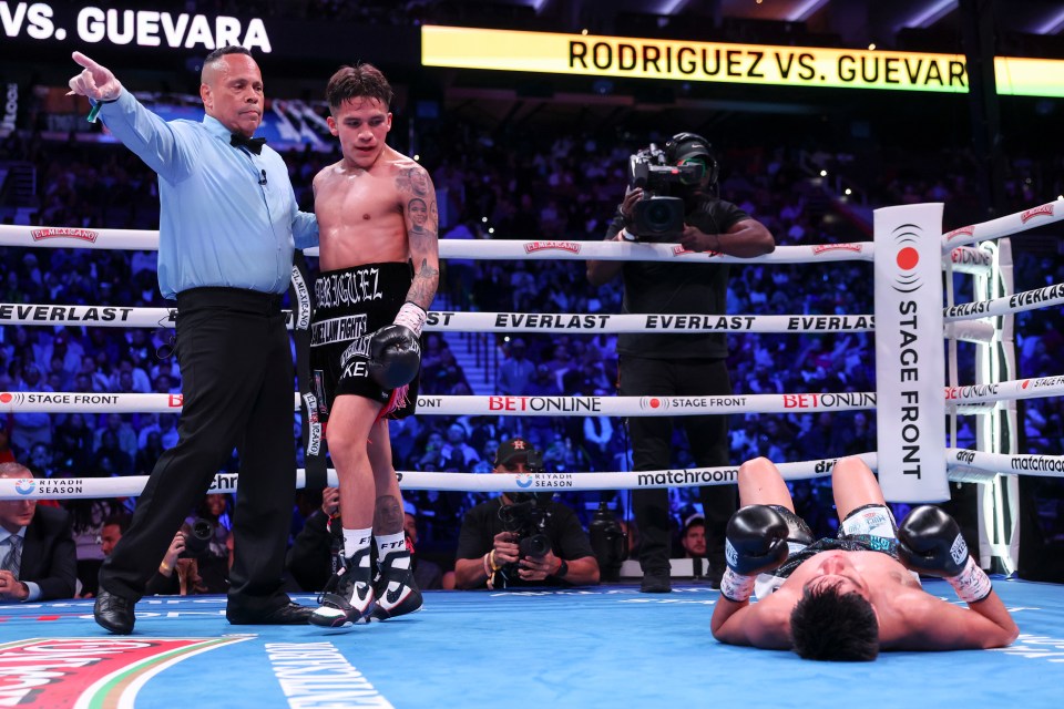 And his opponent only lasted until round three before hitting the canvas