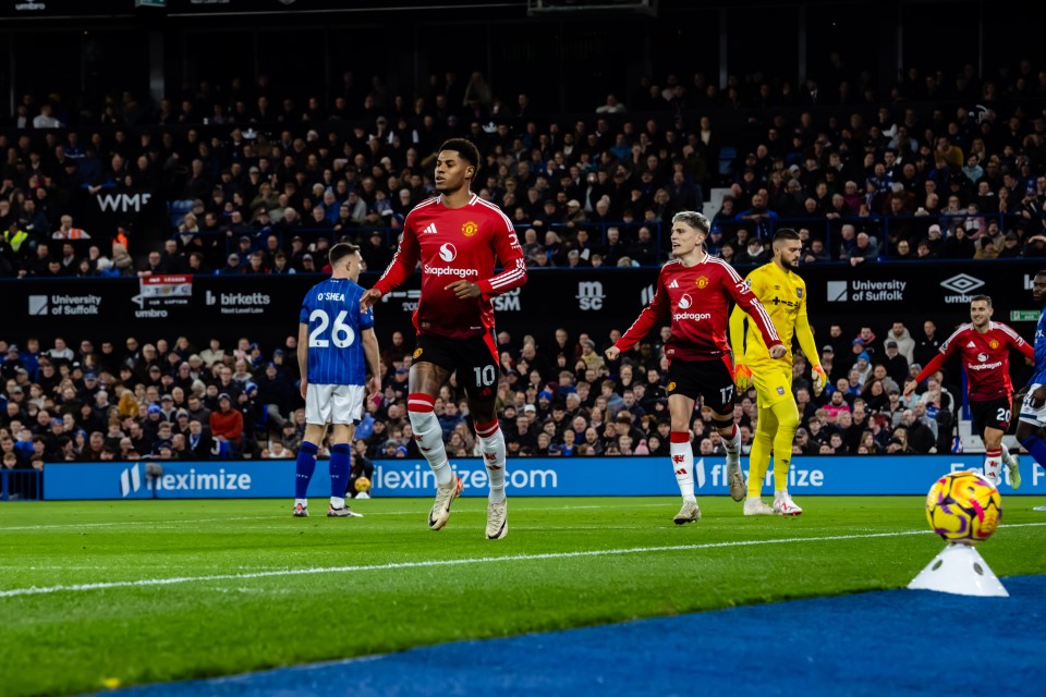 Rashford fired the Red Devils into the lead at Portman Road after just 81 seconds