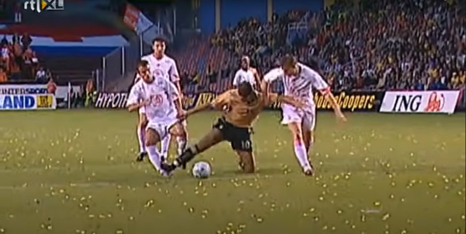 An Ibrahimovic tackle during a friendly left Van der Vaart fuming