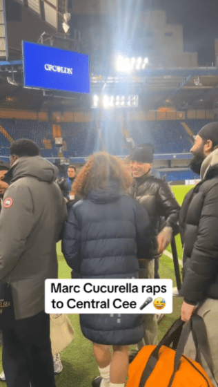 The rapper was left in hysterics by the Chelsea defender