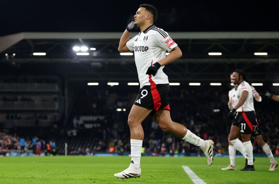 LONDON, ENGLAND - JANUARY 09: Rodrigo Muniz of Fulham celebrates after scoring his side's first goal during the Emirates FA Cup Third Round match between Fulham and Watford at Craven Cottage on January 09, 2025 in London, England. (Photo by Harry Murphy - Danehouse/Getty Images)