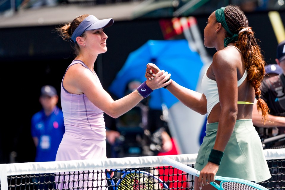 Coco Gauff and Belinda Bencic following their fourth round match