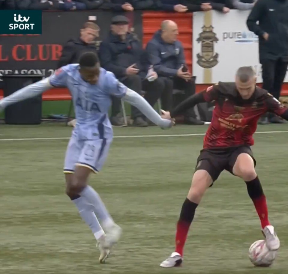 Tamworth's Hayden Hollis pulled off the stunning move against Tottenham