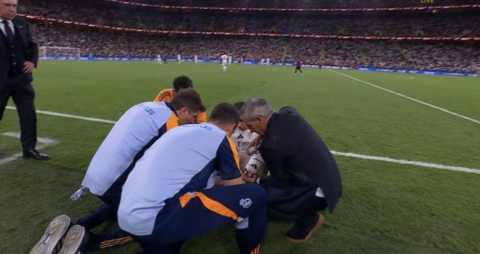 Mbappe was treated next to the dugout before playing on