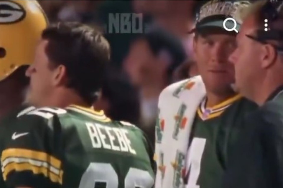 Reid joked to Favre that he was going to get his 'a** whooped' for messing up a play