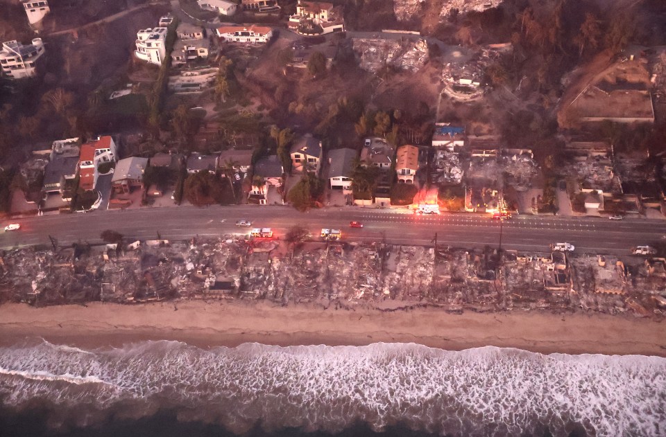 At least 10 people are now confirmed to have died in Los Angeles wildfires, which have destroyed more than 10,000 structures in the area