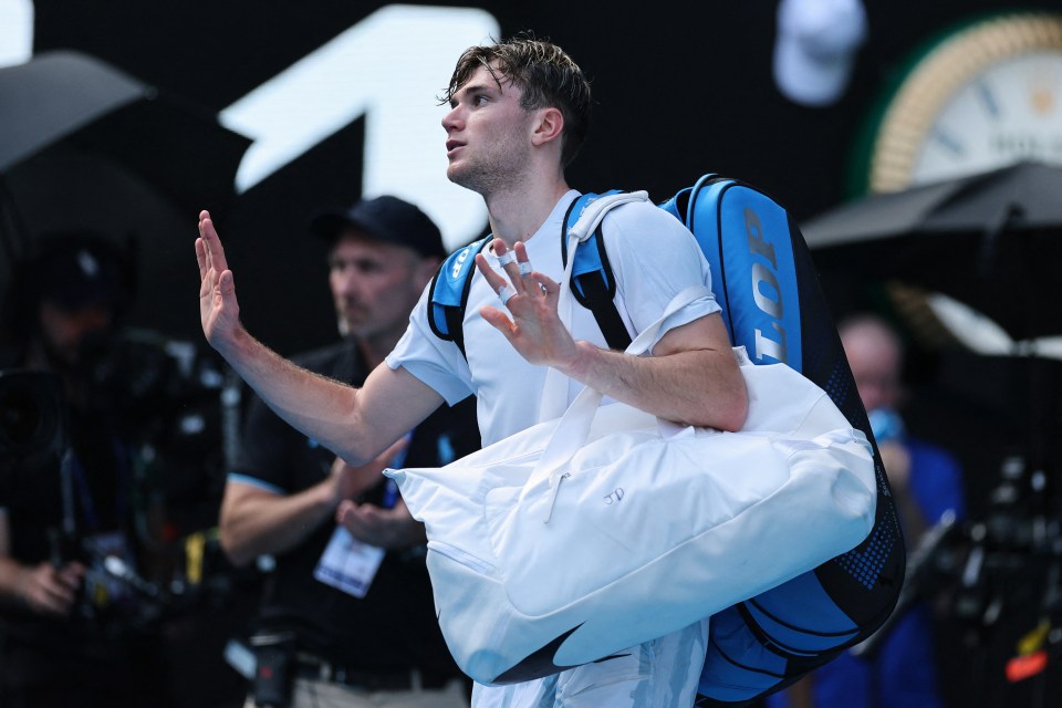 Draper held his hands up in apology to fans at the Rod Laver Arena after retiring injured