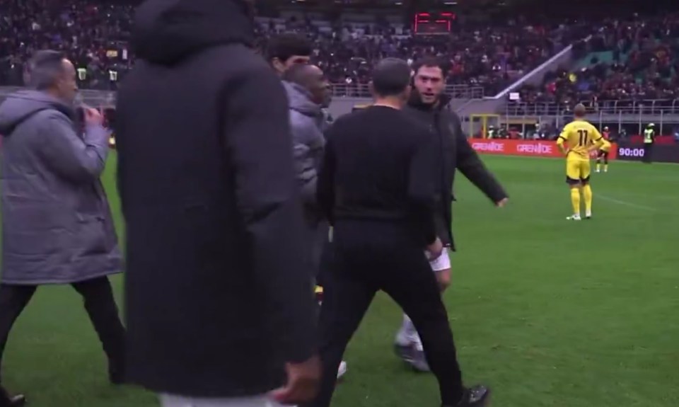 The Milan boss was quick to confront the defender following the full-time whistle