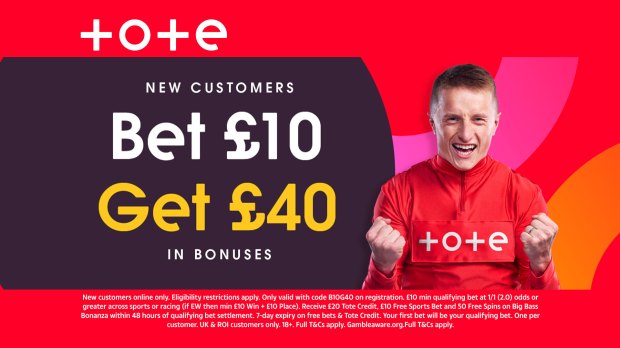 Bet £10, get £40 in bonuses.  New customer offer.  Terms and conditions apply.
