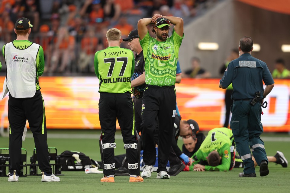 Paramedics quickly arrived as worried Sydney players looked on