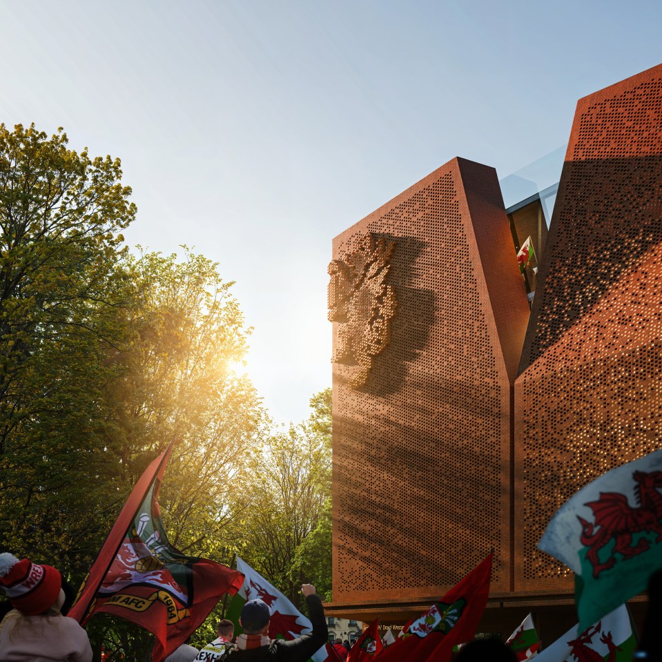 The brick style exterior will have Welsh dragons and backs onto a new fan zone