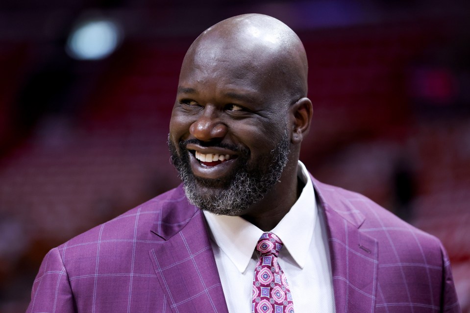 MIAMI, FLORIDA - MAY 21: Shaquille O'Neal looks on prior to a game between the Boston Celtics and Miami Heat at Kaseya Center on May 21, 2023 in Miami, Florida. NOTE TO USER: User expressly acknowledges and agrees that, by downloading and or using this photograph, User is consenting to the terms and conditions of the Getty Images License Agreement. (Photo by Megan Briggs/Getty Images)
