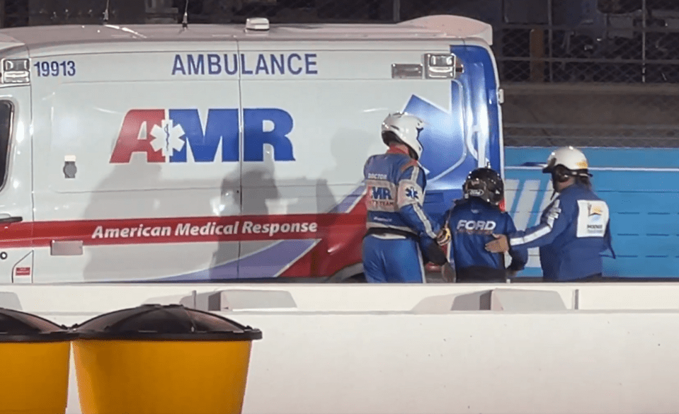The actor was helped to the ambulance but luckily avoided serious injury