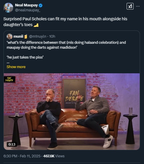 Maupay didn't hold back when responding to Scholes' comments