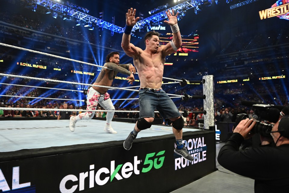 John Cena eliminated from Royal Rumble match by Uso.