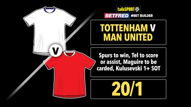 Illustration of Tottenham Hotspur vs Manchester United betting odds: 20/1.