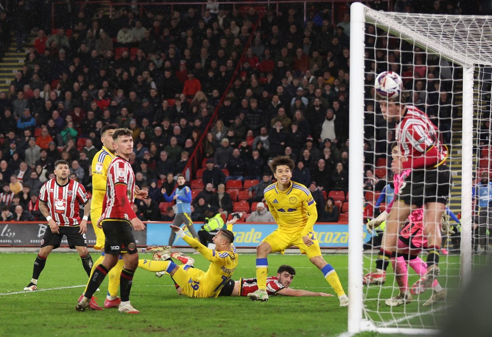 Tanaka put Leeds in front with this header following a corner