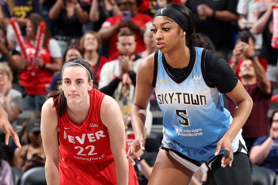Caitlin Clark and Angel Reese at a WNBA game.