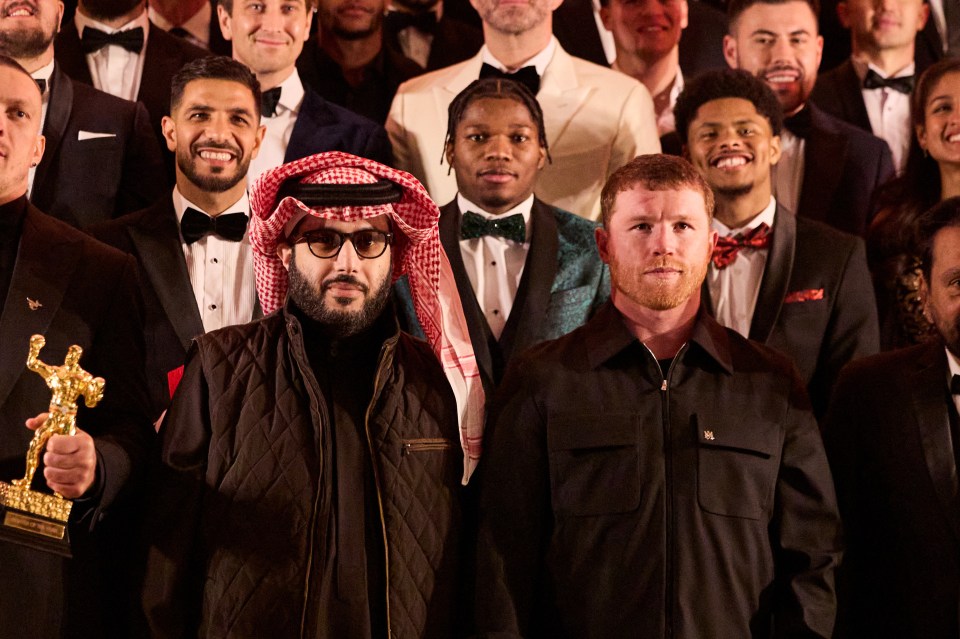 Canelo Alvarez and others at an awards ceremony.
