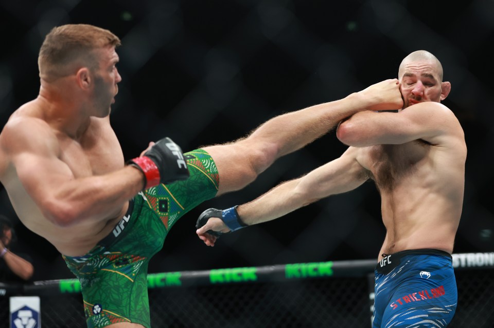 And his victory means he has now defeated Strickland twice in the UFC