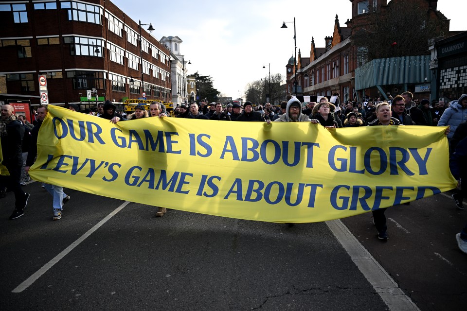 Numerous fans gathered the streets surrounding the Tottenham Hotspur Stadium to voice their displeasure at the ownership group
