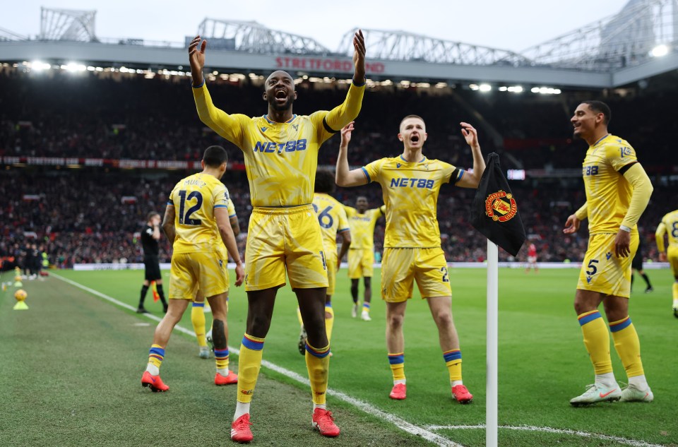 Jean-Philippe Mateta scored twice for the visitors at Old Trafford