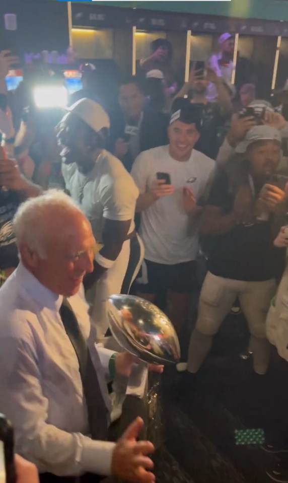 Billionaire team owner Lurie could be seen dancing with the players and the Lombardi