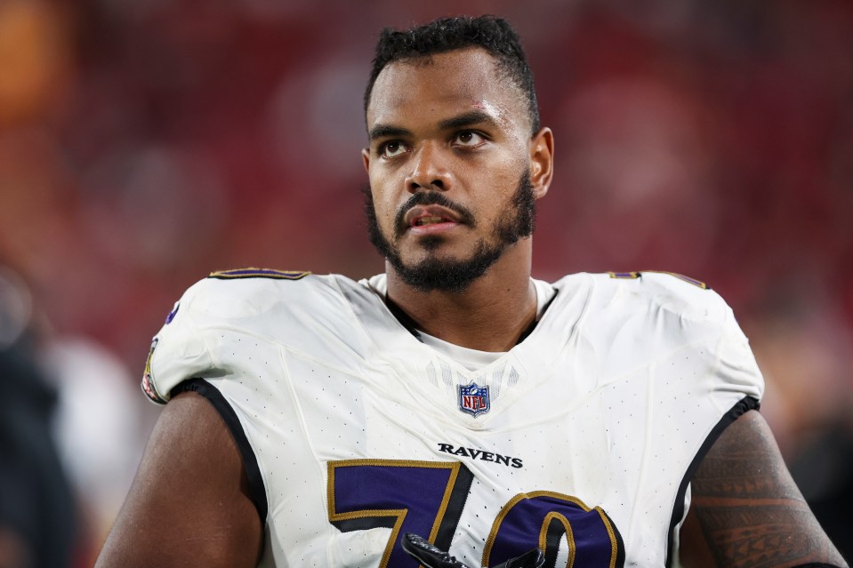 TAMPA, FLORIDA - OCTOBER 21: Ronnie Stanley #79 of the Baltimore Ravens looks on from the field during an NFL football game against the Tampa Bay Buccaneers at Raymond James Stadium on October 21, 2024 in Tampa, Florida. (Photo by Perry Knotts/Getty Images)