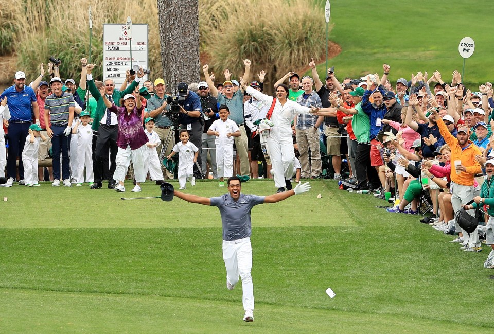Finau hit a beautiful hole-in-one during the Masters Par-3 Contest