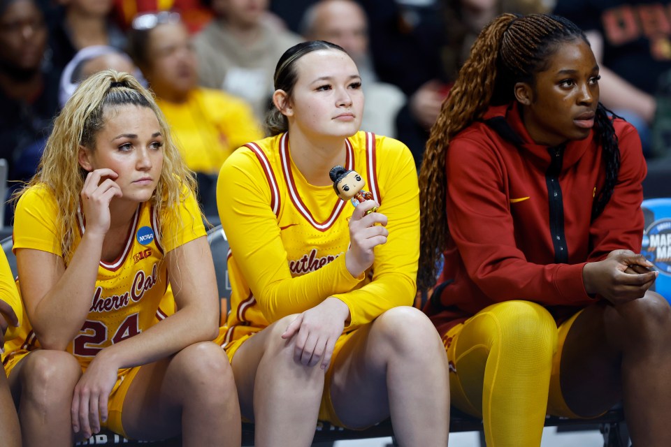 USC stars kept a Funko Pop of Watkins on their bench for the Sweet 16 round