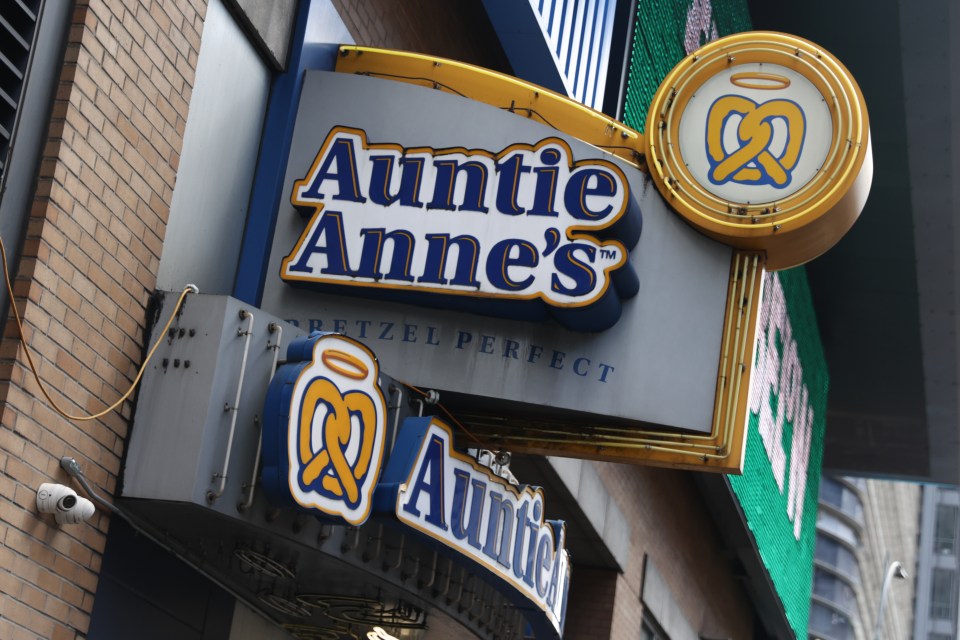 Auntie Anne's logo is seen in New York City, United States on July 13, 2024. (Photo by Jakub Porzycki/NurPhoto via Getty Images)
