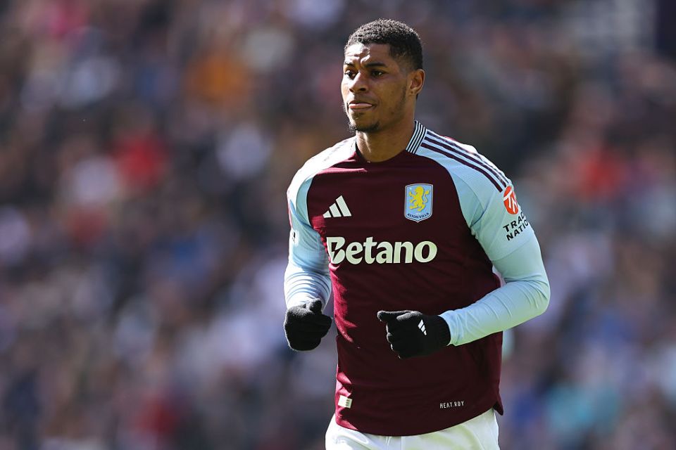 PRESTON, ENGLAND - MARCH 30: Marcus Rashford of Aston Villa during the Emirates FA Cup Quarter Final match between Preston North End and Aston Villa at Deepdale on March 30, 2025 in Preston, England. (Photo by Robbie Jay Barratt - AMA/Getty Images)