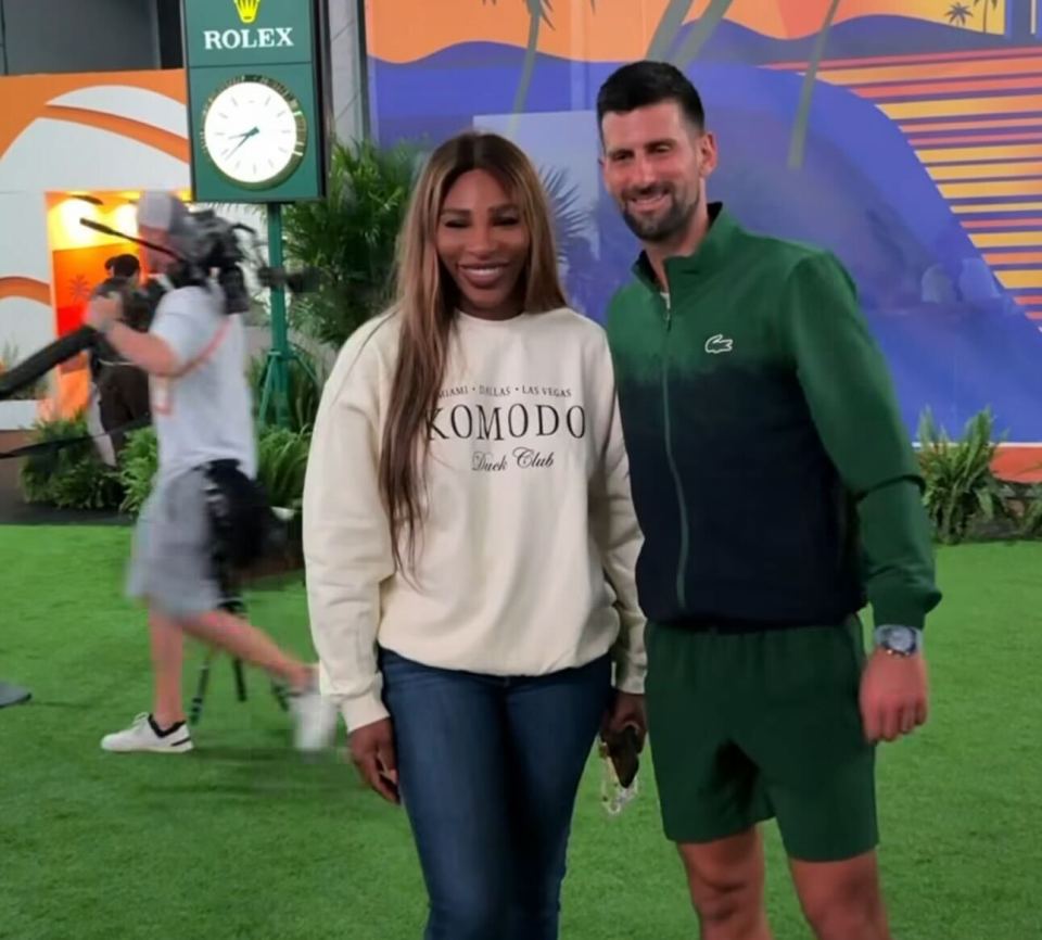 Serena Williams and Novak Djokovic mingled after the Serbian's win