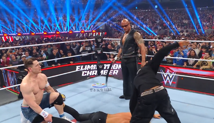 He was seen punching Rhodes in the ring as Cena and The Rock watched on