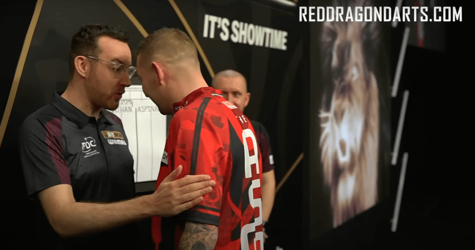 Aspinall had a brief word with a referee when he went onto the stage