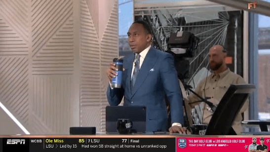 He was seen behind the camera urging Molly Qerim to 'move on'